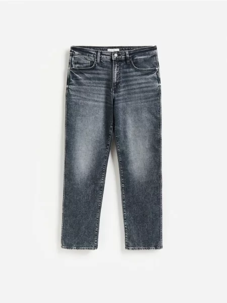 Reserved Blugi straight cu efect prespălat gri