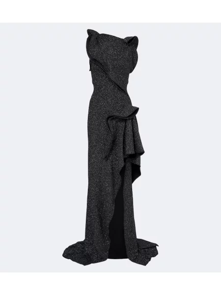 Rochie Maticevski cu volane asimetrică negru