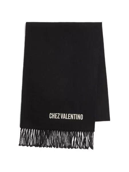 Fular Valentino Garavani cu broderie de lână negru