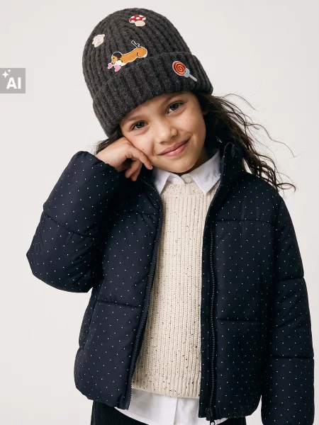 Sinsay Žebrovaná čepice beanie s 3D aplikacemi hnědá