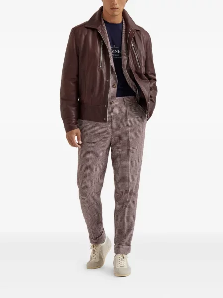 Pantaloni Brunello Cucinelli din cașmir violet
