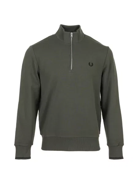 Mikina Fred Perry s polovičními zipem zelená