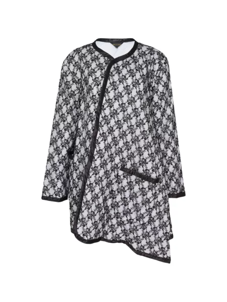 Palton Comme Des Garçons asimetric din dantelă alb