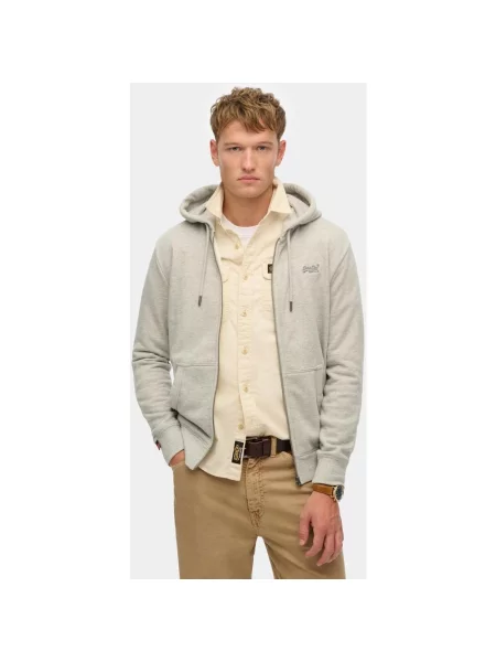 Bluza z kapturem Superdry Essential Logo Full Zip jasny S szary