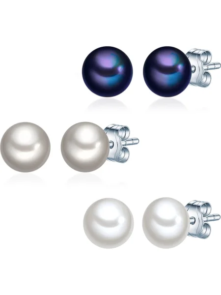 Valero Pearls Uhani indigo / srebrna / biserno bela