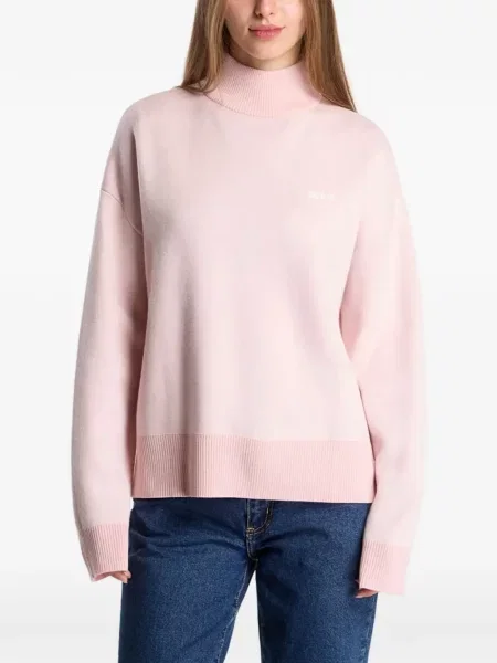 Pulover Guess cu broderie roz