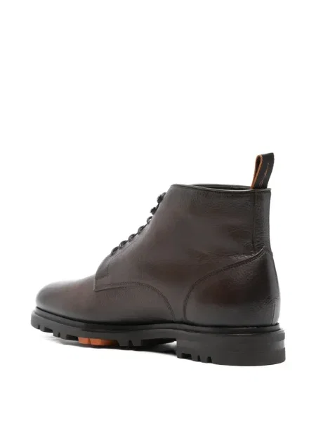 Botine Santoni cu șireturi din piele maro