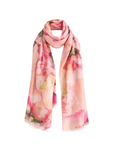 Fular Kinross Cashmere din cașmir cu imagine roz