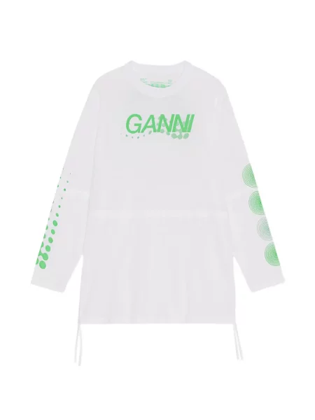 Tricou Ganni lung alb