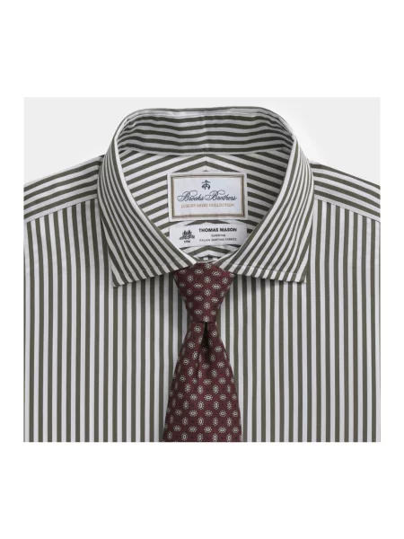 Koszula Brooks Brothers w paski biznesowa z paskiem zielona