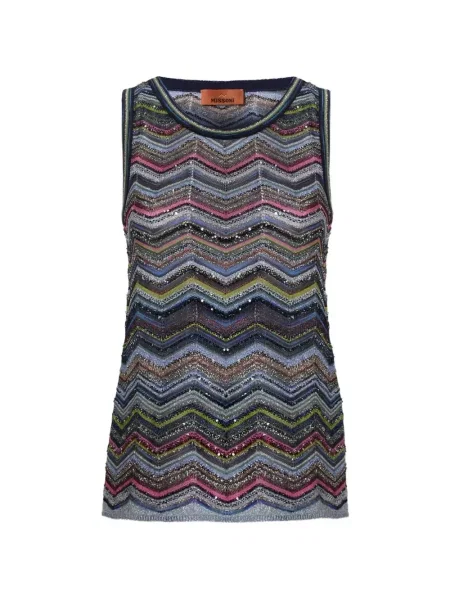 Top Missoni fără mâneci albastru