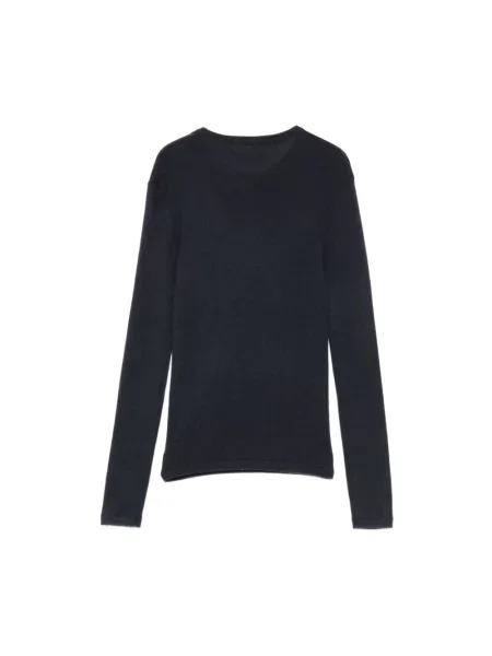 Dzianinowy sweter Lisa Yang z długim rękawem z okrągłym dekoltem niebieski