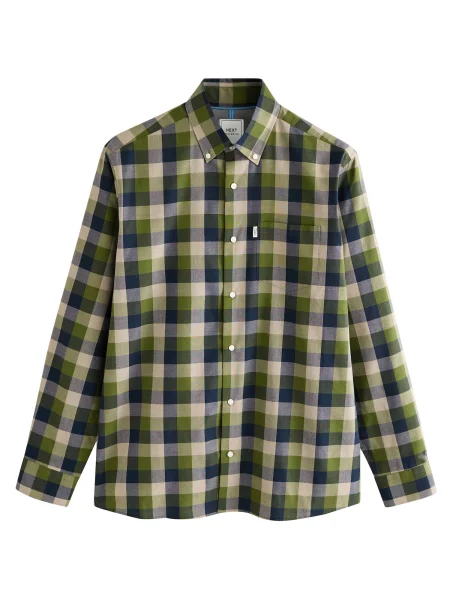 Next Cămașă ecru / albastru marin oliv gri