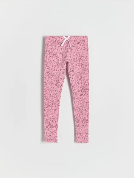 Reserved Wzorzyste legginsy z kokardką różowy