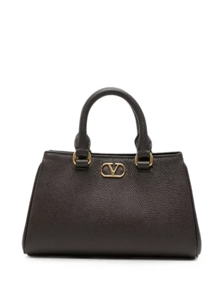 Geantă shopper Valentino Garavani din piele maro