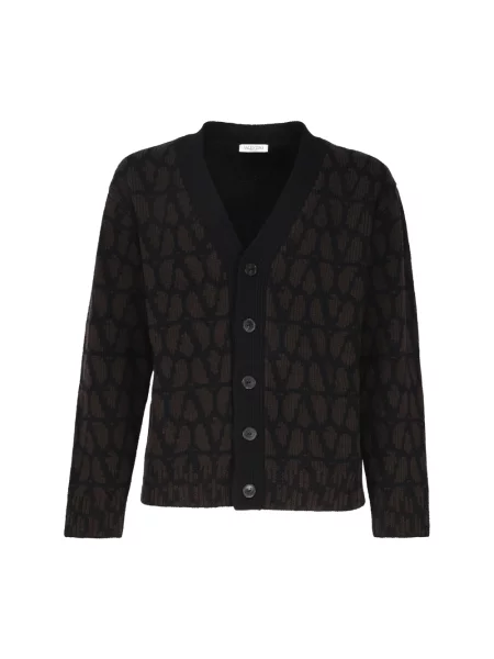 Dzianinowy kardigan Valentino Garavani brązowy
