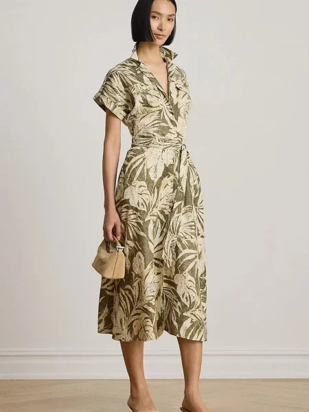 Lauren Ralph Lauren Rochie tip bluză bej / oliv / alb verde