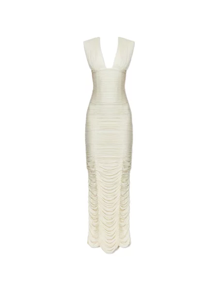 Rochie maxi Versace cu decolteu în V cu volane