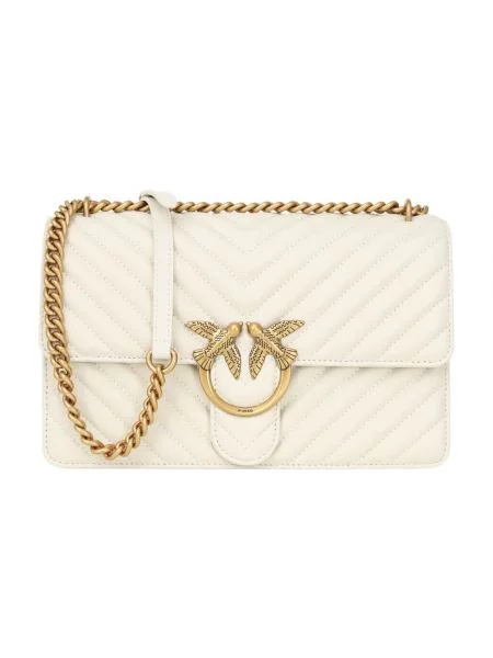 Torebka skórzana Pinko klasyczna biała