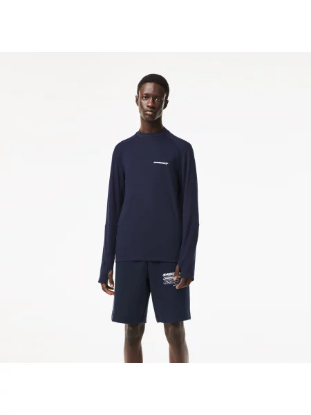 Lacoste Kardigan Z Bawełny Flanelowej W Kratę Z Dekoltem W Serek niebieski