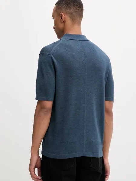 Calvin Klein polo swetrowe z dodatkiem lnu granatowa