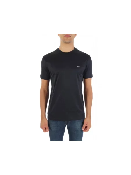 Lniana koszulka Emporio Armani niebieska