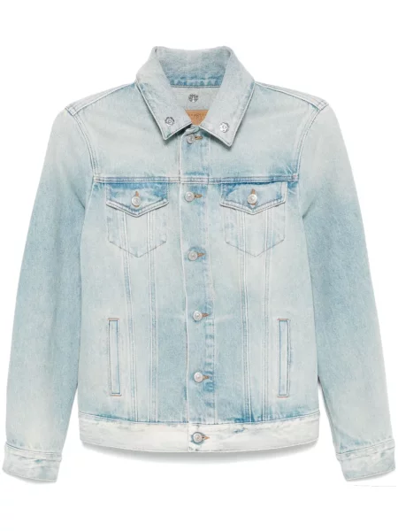 Kurtka jeansowa Mm6 Maison Margiela z przetarciami niebieska