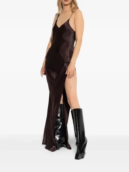 Rochie maxi Vetements cu crăpătură de costum maro