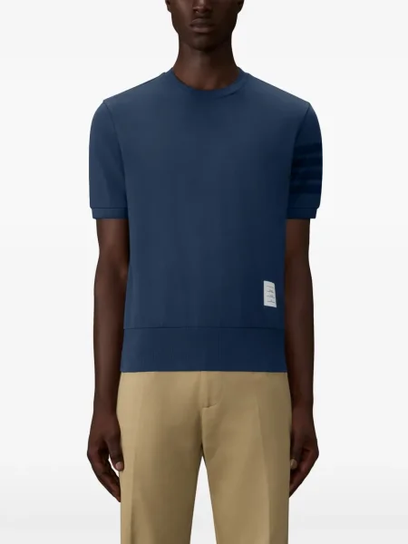 Tricou Thom Browne cu decolteu rotund albastru
