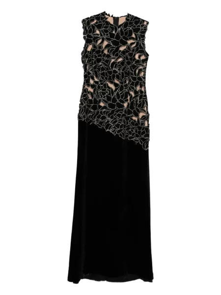 Rochie maxi Costarellos cu model floral de costum negru