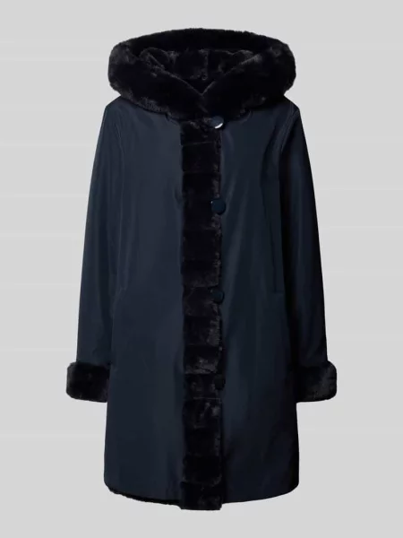 Kurtka dwustronna ze sztucznego futra z kapturem i wpuszczanymi Petite M.