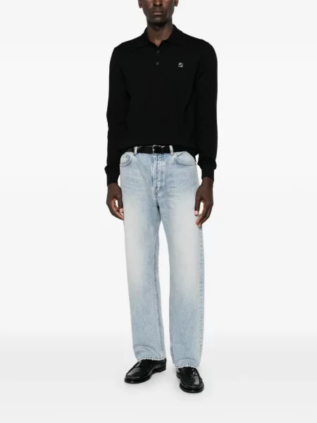 Lung tricou polo Fendi negru