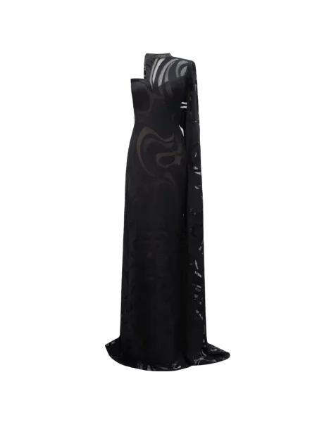 Rochie Gemy Maalouf asimetrică cu mărgele negru