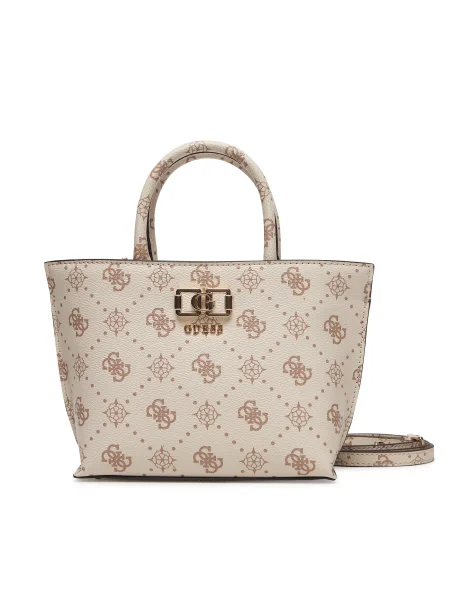 Guess Geantă Emelie Logo Mini Écru bej