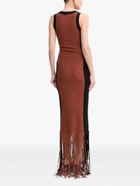 Rochie maxi Silvian Heach cu franjuri cu dungi de costum albastru
