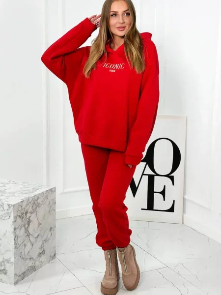 Pantaloni Kesi cu broderie roșu