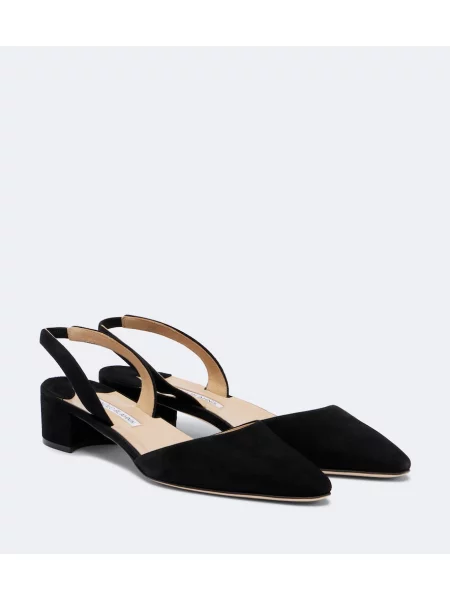 Pantofi cu toc Manolo Blahnik din piele slingback negru