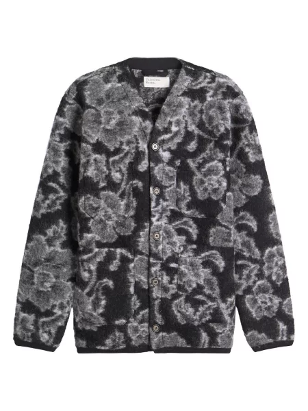 Sweter Universal Works polarowy w kwiatki szary