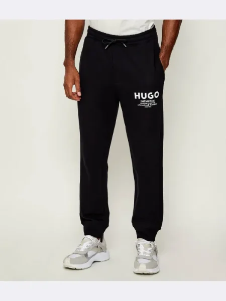 Hugo Blue pantaloni de trening din bej cu imprimeu negru
