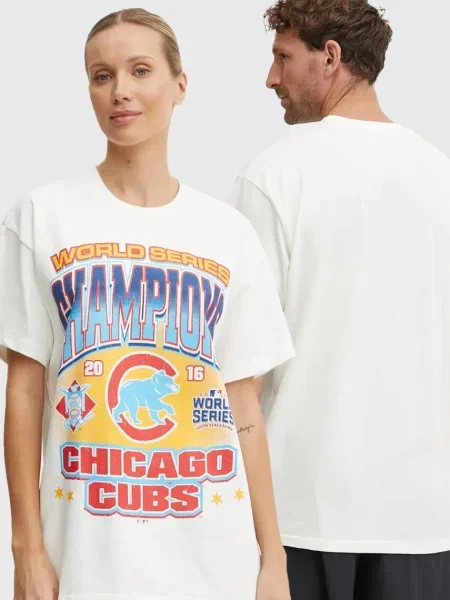 Тениска 47 brand MLB Chicago Cubs с принт бежово