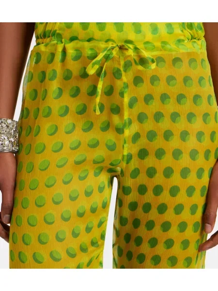 Pantaloni Dries Van Noten de mătase cu buline