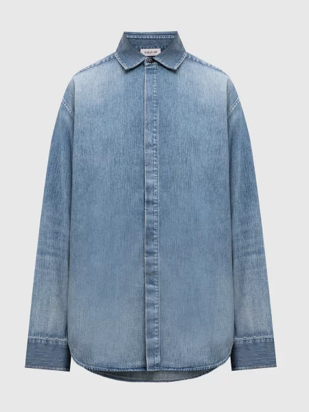 Джинсова сорочка з патчем логотипа Fear Of God блакитна