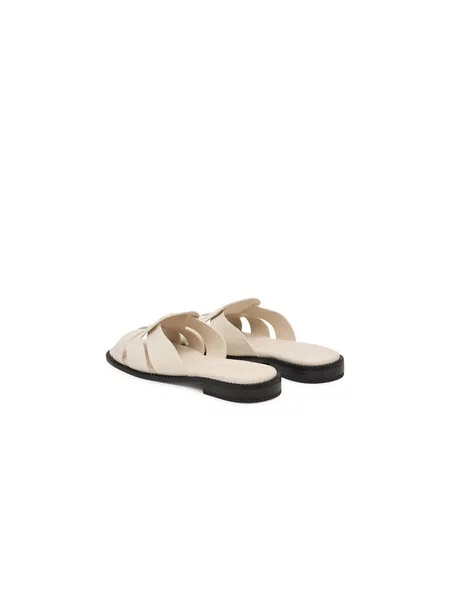 Natikače Tommy Hilfiger Leather Crest Square Toe Sandals Krem