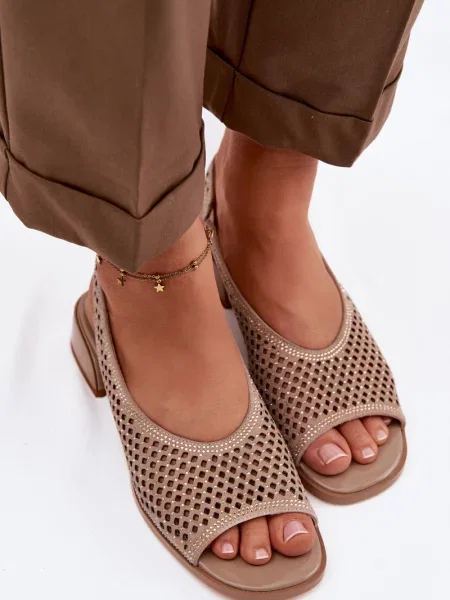 Sandale D&a cu toc bloc maro