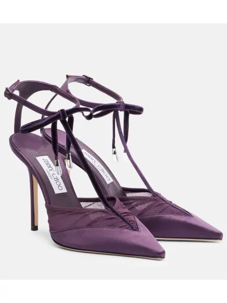 Сатенени полуотворени обувки Jimmy Choo виолетово
