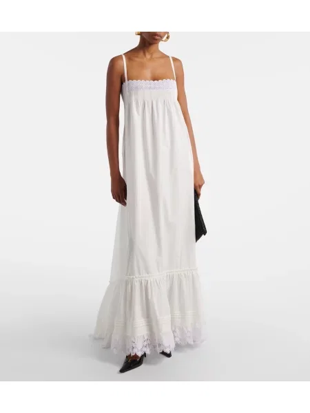 Rochie maxi Saint Laurent din poplin alb