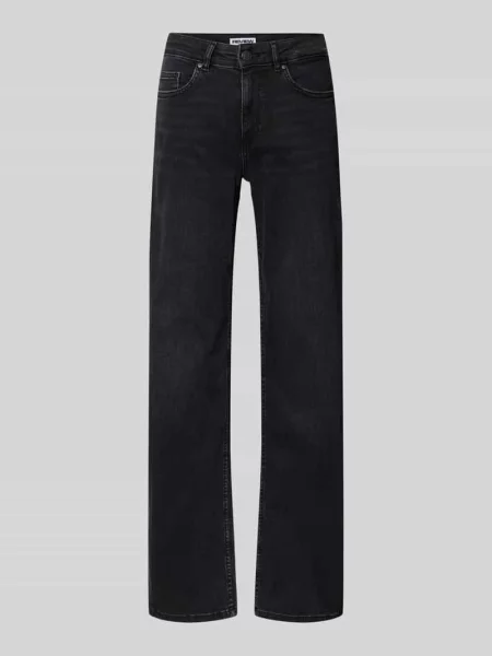 Jeansy o kroju straight fit w 5 kieszeni Review czarne