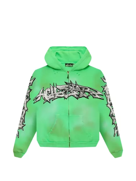 Hanorac cu glugă Hellstar cu imagine verde
