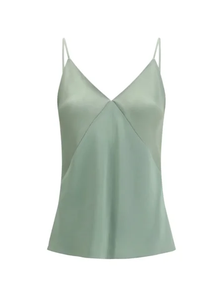 Top Forte_forte din satin cu decolteu în V verde