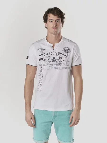 KOROSHI Tricou albastru marin / gri alb